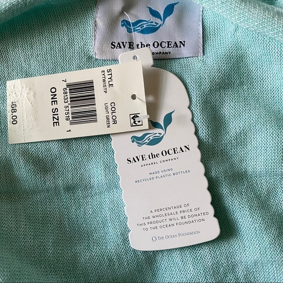 NEW SAVE THE OCEAN Knit Twist Poncho Wrap Light Green - Picture 11 of 15